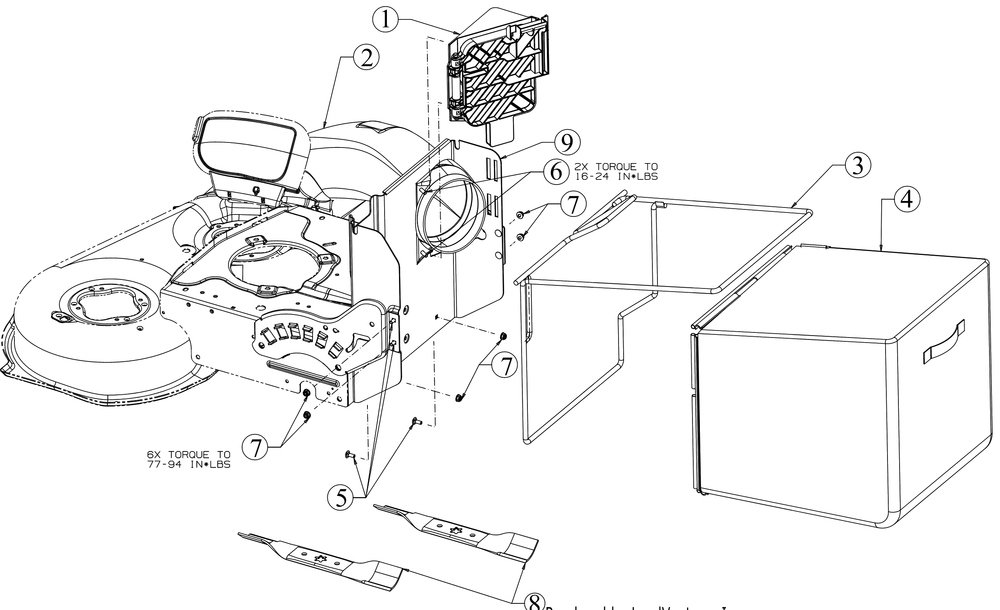 Bagger Diagram and Parts List for CC600 (12ACW62R709)(2017) Cub Cadet Lawn Mower